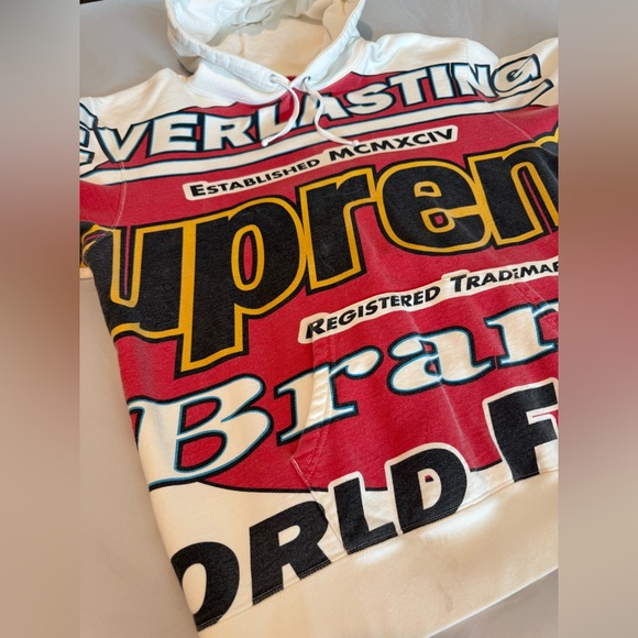 Supreme Red and White Graphic Hoodie - Picture 3 of 7